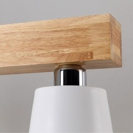 Lustre en bois nordique unique, suspension droite pour café
