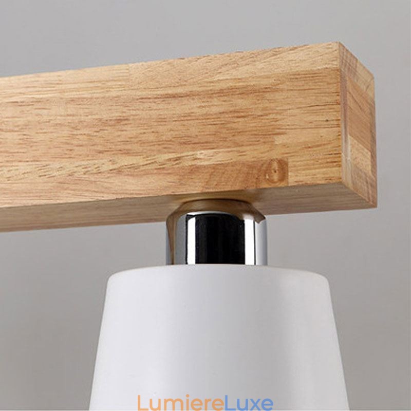 Lustre en bois nordique unique, suspension droite pour café