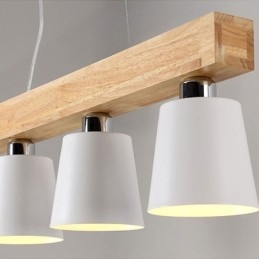 Lustre en bois nordique unique, suspension droite pour café