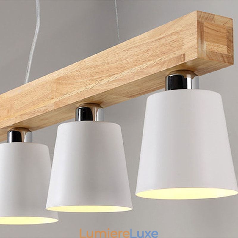 Lustre en bois nordique unique, suspension droite pour café