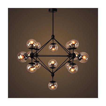 Lustre 15 lumières boules de verre rétro extérieur garage métal Lustre 15 lumières boules de verre rétro extérieur garage métal