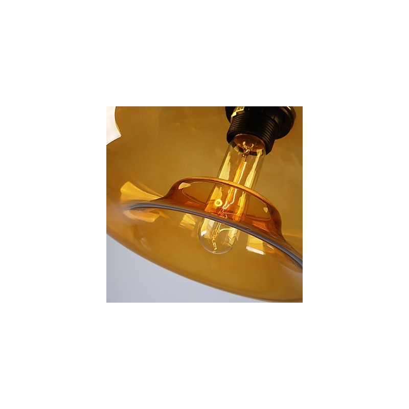 Suspension moderne à 1 lumière avec abat-jour en verre transparent