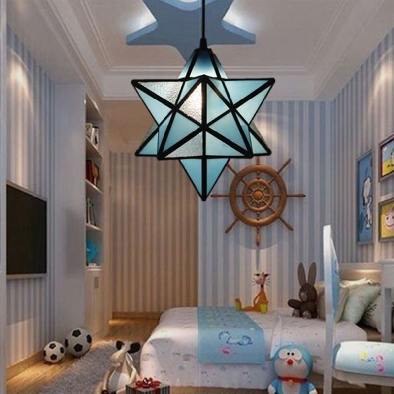 Suspension européenne en vitrail, lampe suspendue créative en forme d'étoile