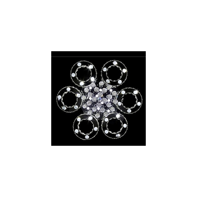 Plafonnier moderne contemporain en métal chromé et cristal