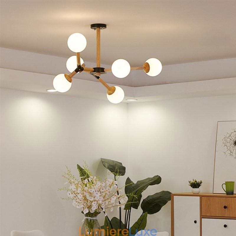 Suspension Nordic Magic Bean, luminaire créatif en bois
