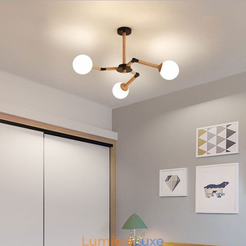 Suspension Nordic Magic Bean, luminaire créatif en bois
