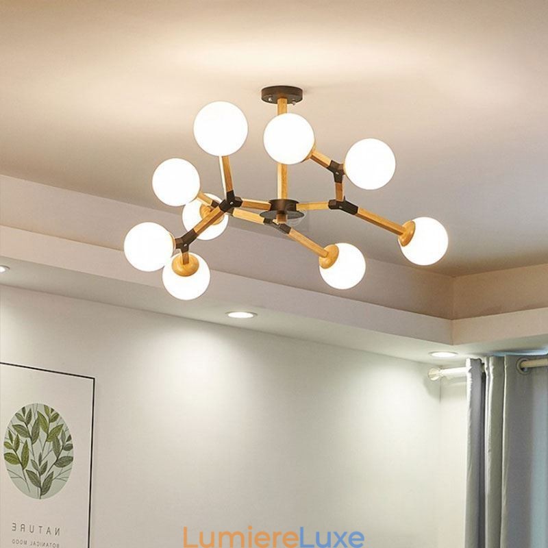Suspension Nordic Magic Bean, luminaire créatif en bois