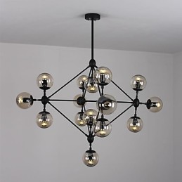 Lustre 15 lumières boules de verre rétro extérieur garage métal