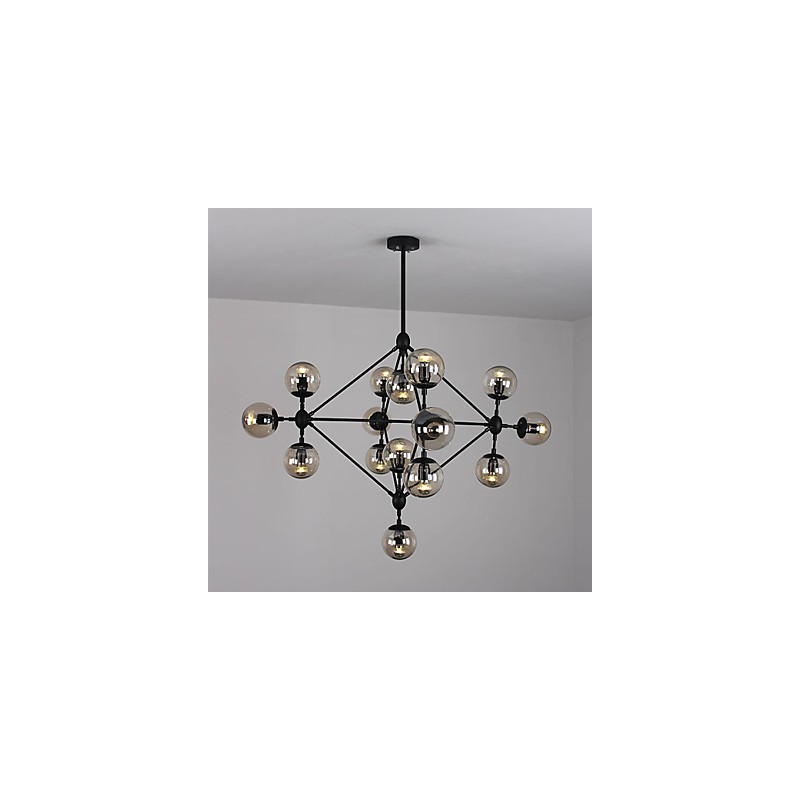 Lustre 15 lumières boules de verre rétro extérieur garage métal