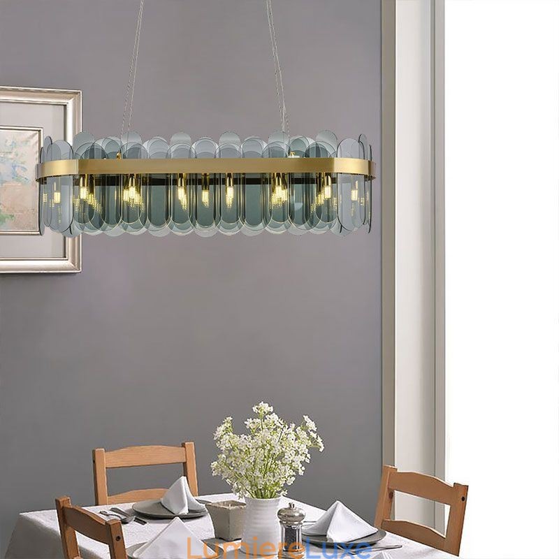 Suspension en verre minimaliste, plafonnier rectangulaire de couleur unique, îlot