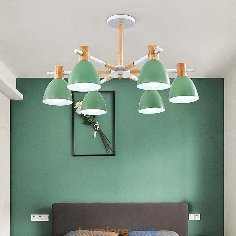 Suspension Macaron moderne et simple, éclairage créatif en bois
