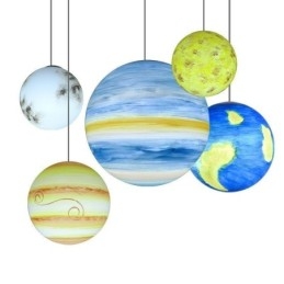 Lampe à suspension au design nordique, lustre unique représentant les planètes du système solaire