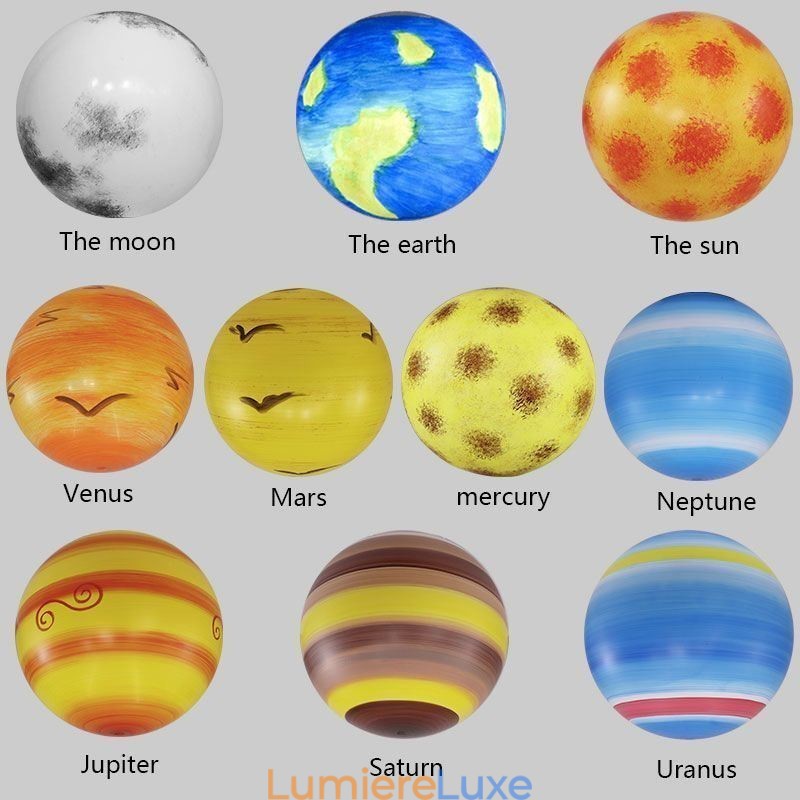 Lampe à suspension au design nordique, lustre unique représentant les planètes du système solaire