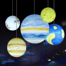 Lampe à suspension au design nordique, lustre unique représentant les planètes du système solaire