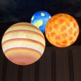 Lampe à suspension au design nordique, lustre unique représentant les planètes du système solaire