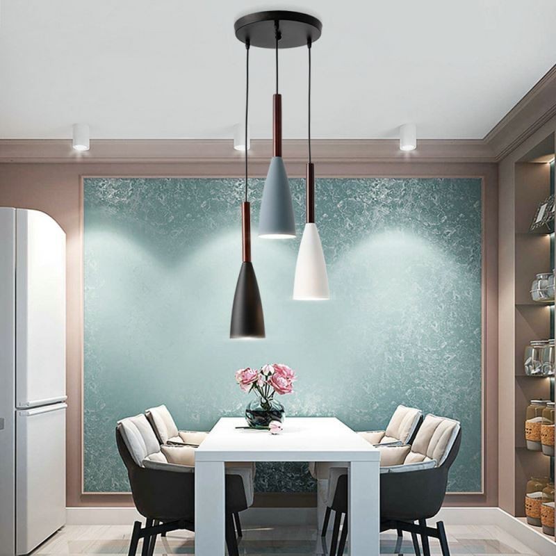 Suspension moderne et simple à trois lumières, luminaire créatif en aluminium pour café