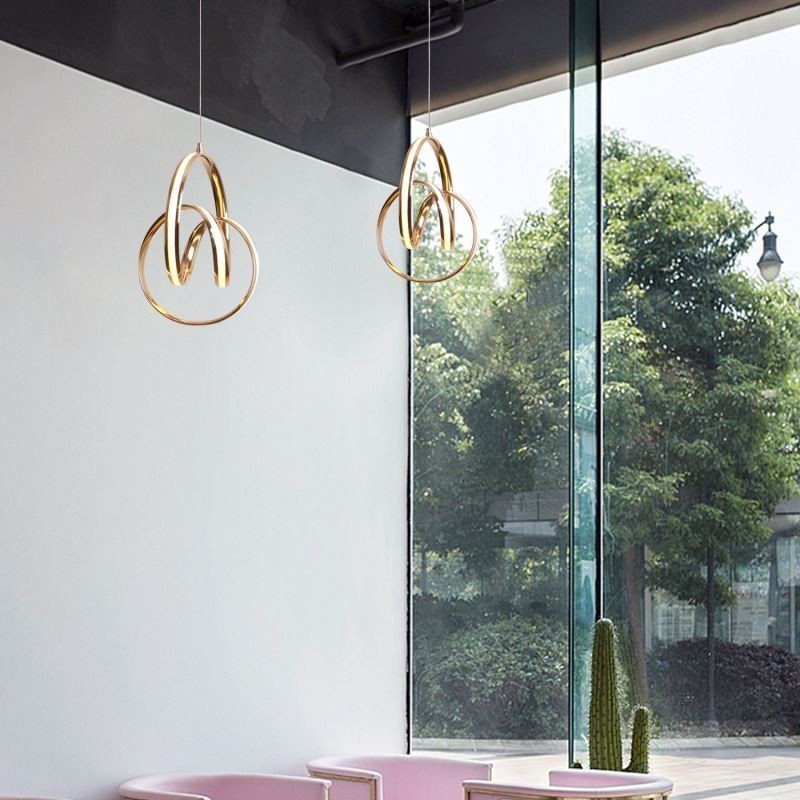 Lampe suspendue minimaliste moderne, luminaire circulaire unique en forme d'îlot