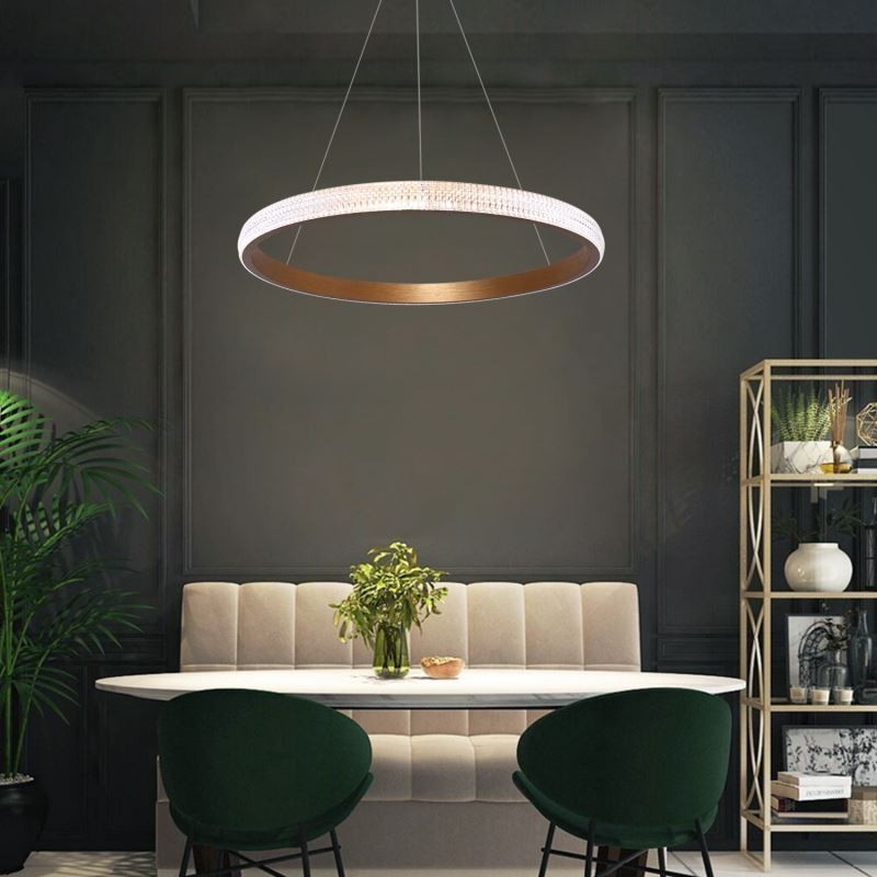 Lampe à suspension en anneau, luminaire minimaliste en acrylique