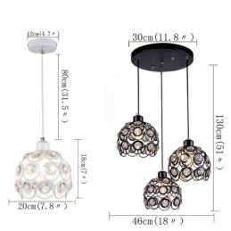 Idées de lampes suspendues en fer et cristal creux pour îlots