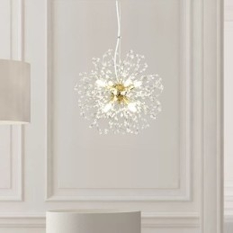 Lustre élégant en cristal avec suspension en forme de pissenlit