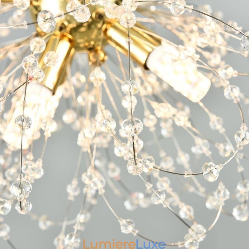 Lustre élégant en cristal avec suspension en forme de pissenlit