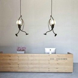 Lampe suspendue moderne et simple en forme de petit bonhomme, lumière créative