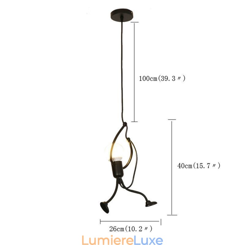 Lampe suspendue moderne et simple en forme de petit bonhomme, lumière créative