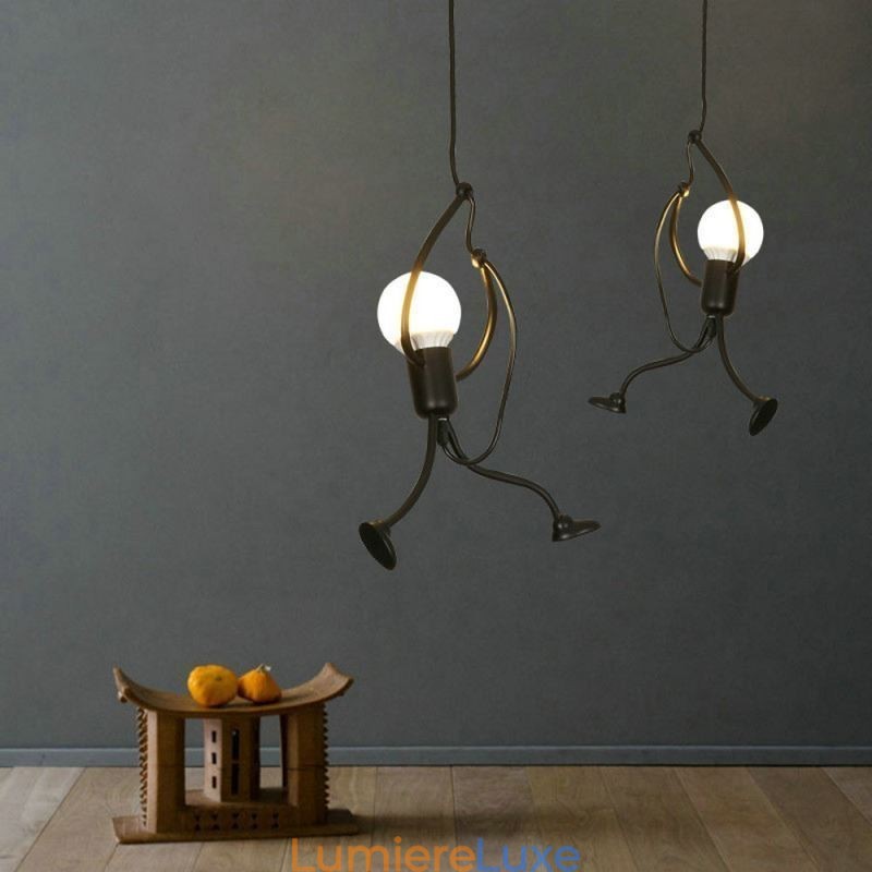 Lampe suspendue moderne et simple en forme de petit bonhomme, lumière créative