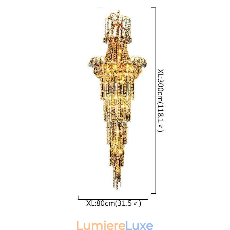 Lustre européen en cristal à long pendentif