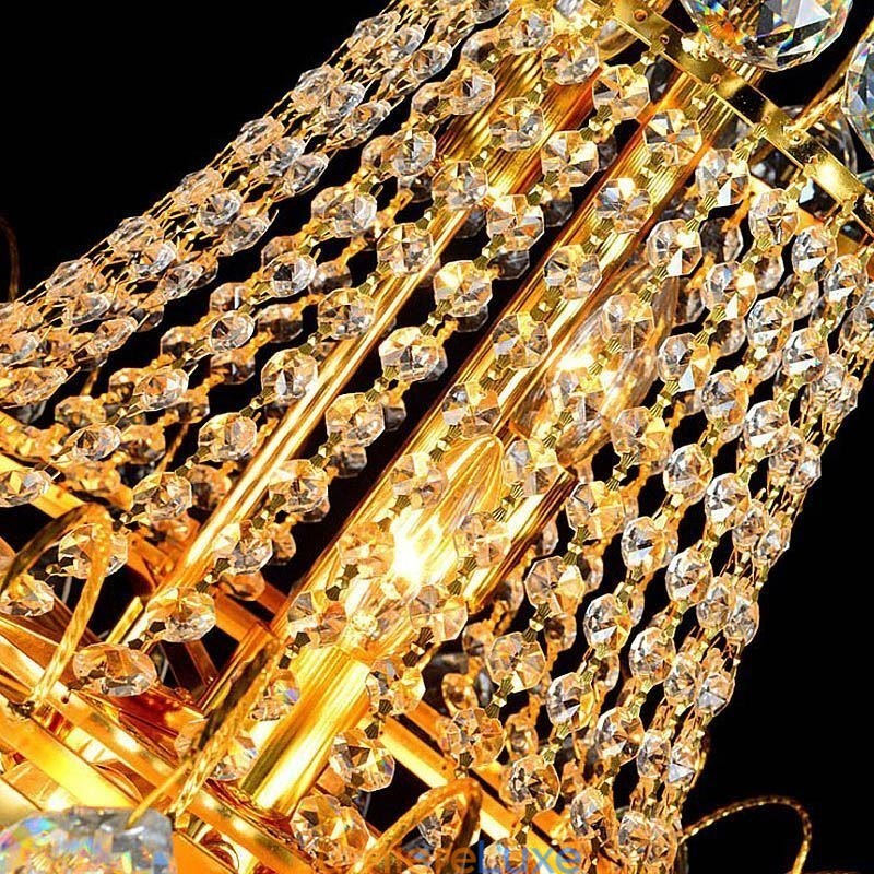 Lustre européen en cristal à long pendentif