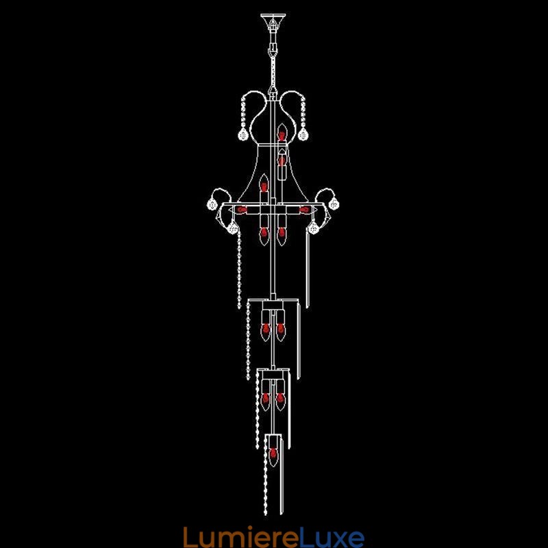 Lustre européen en cristal à long pendentif