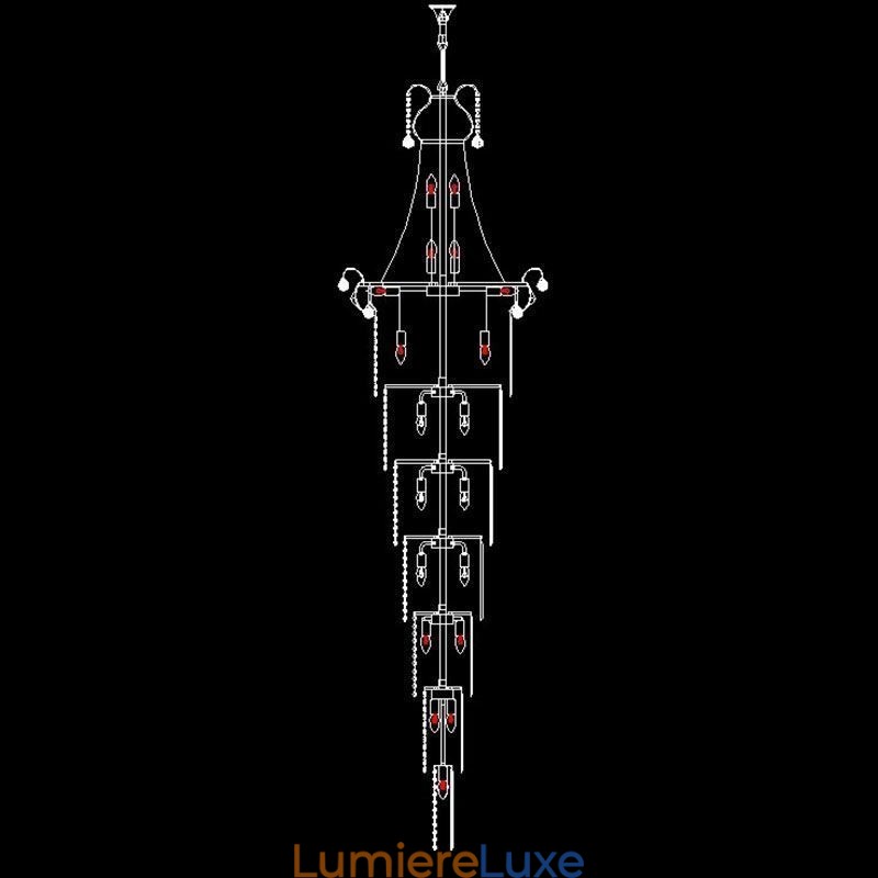 Lustre européen en cristal à long pendentif
