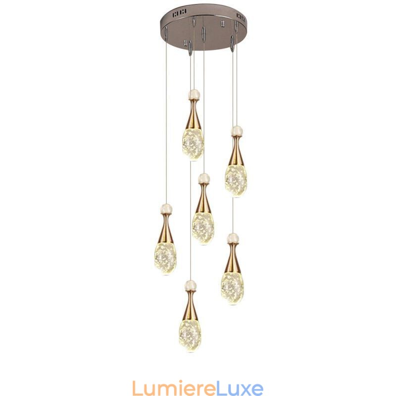 Suspension en forme de larme en verre grainé