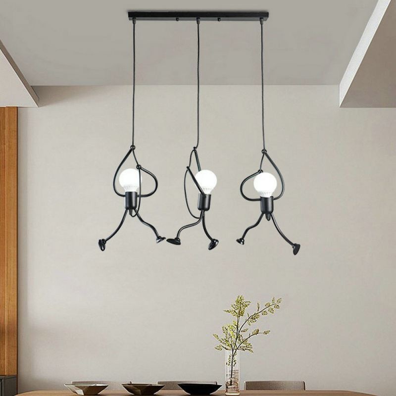 Lampe suspendue moderne et créative en forme de petit bonhomme, luminaire individuel pour la maison