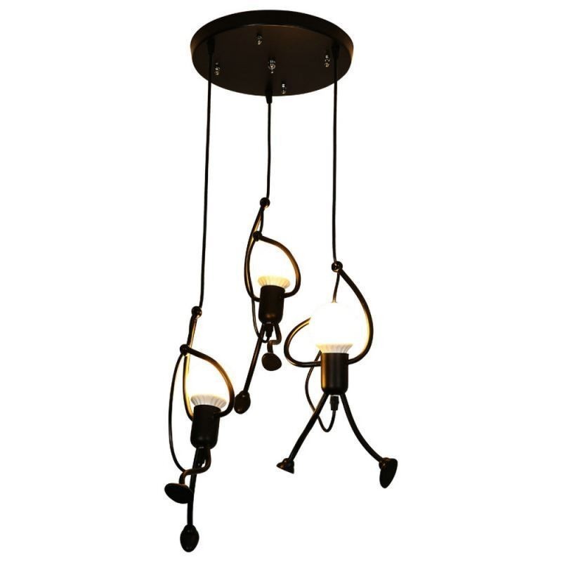 Lampe suspendue moderne et créative en forme de petit bonhomme, luminaire individuel pour la maison