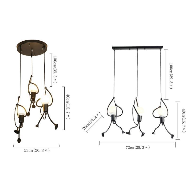 Lampe suspendue moderne et créative en forme de petit bonhomme, luminaire individuel pour la maison