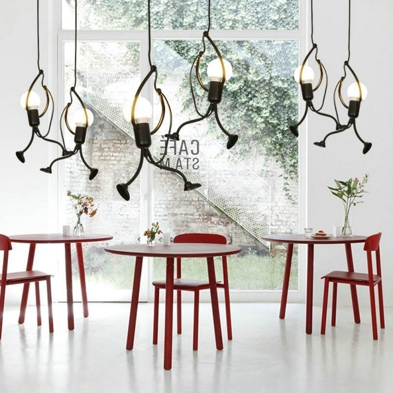Lampe suspendue moderne et créative en forme de petit bonhomme, luminaire individuel pour la maison