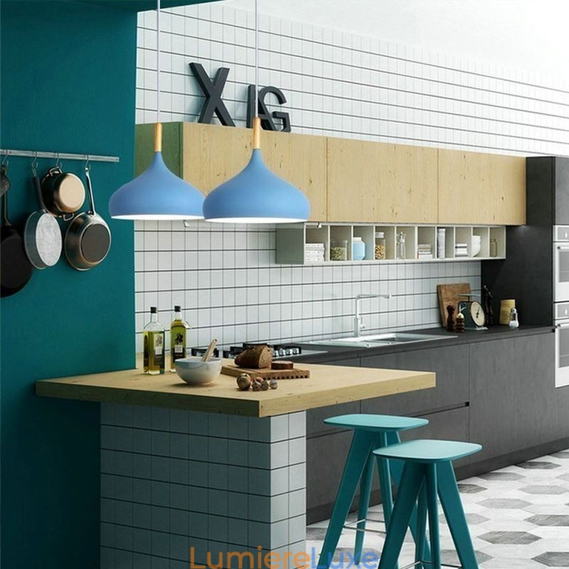 Suspension moderne en aluminium style macaron, luminaire réglable pour la maison