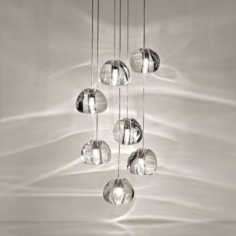 Suspension moderne en cristal avec abat-jour en cristal unique pour escalier duplex
