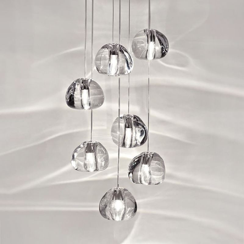 Suspension moderne en cristal avec abat-jour en cristal unique pour escalier duplex
