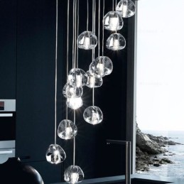 Suspension moderne en cristal avec abat-jour en cristal unique pour escalier duplex