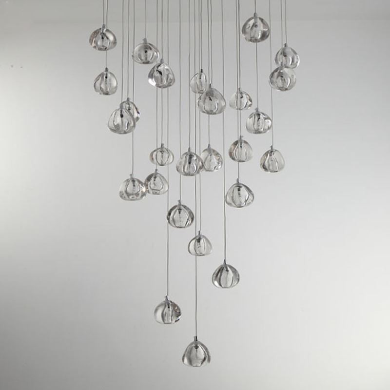 Suspension moderne en cristal avec abat-jour en cristal unique pour escalier duplex