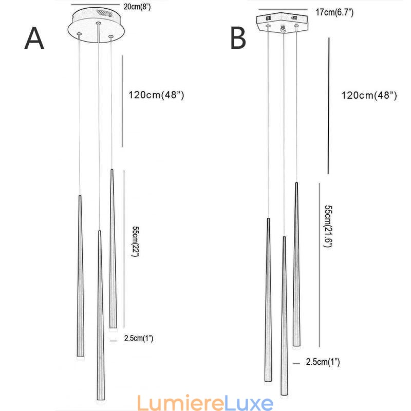 Lampe suspendue simple et moderne en forme de cylindre, éclairage pluie de météores