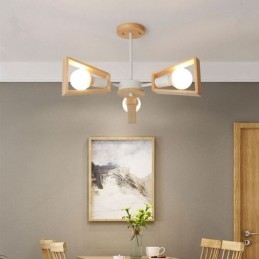 Lustre moderne en forme d'éventail, élégant luminaire suspendu en bois