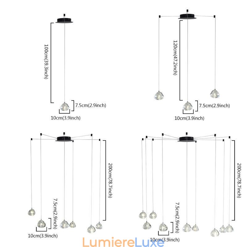 Lustre en cristal moderne à suspension, éclairage d'intérieur