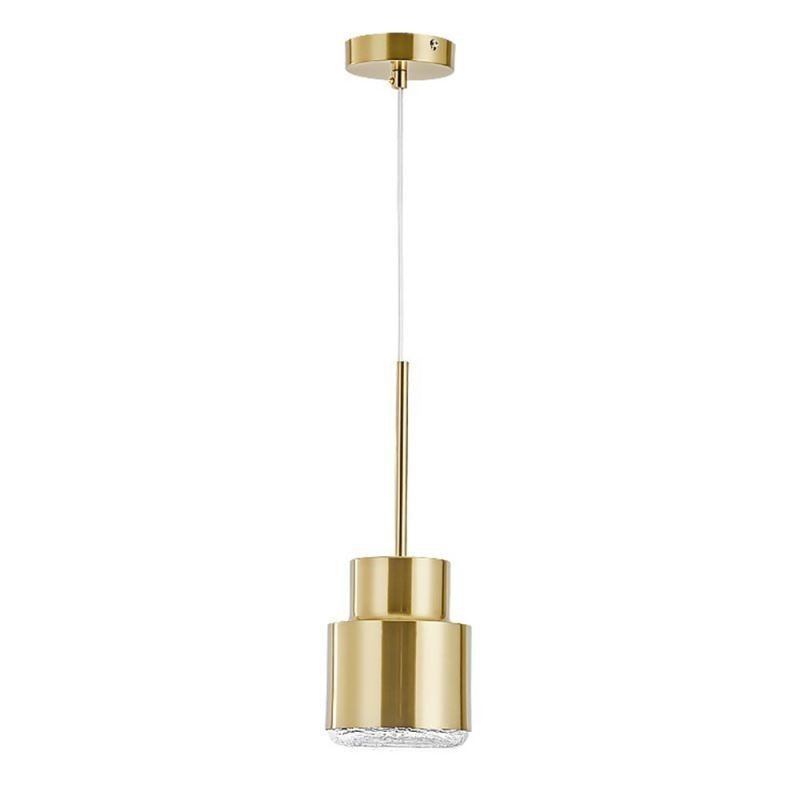 Suspension en verre postmoderne, lampe cylindrique dorée, éclairage lumineux