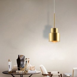Suspension en verre postmoderne, lampe cylindrique dorée, éclairage lumineux