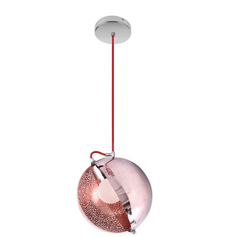 Suspension moderne en or rose avec abat-jour en verre demi-rond, luminaire décoratif pour café