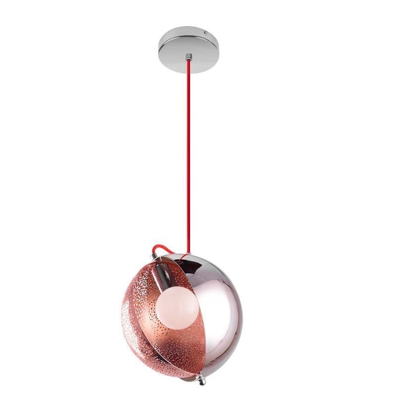 Suspension moderne en or rose avec abat-jour en verre demi-rond, luminaire décoratif pour café