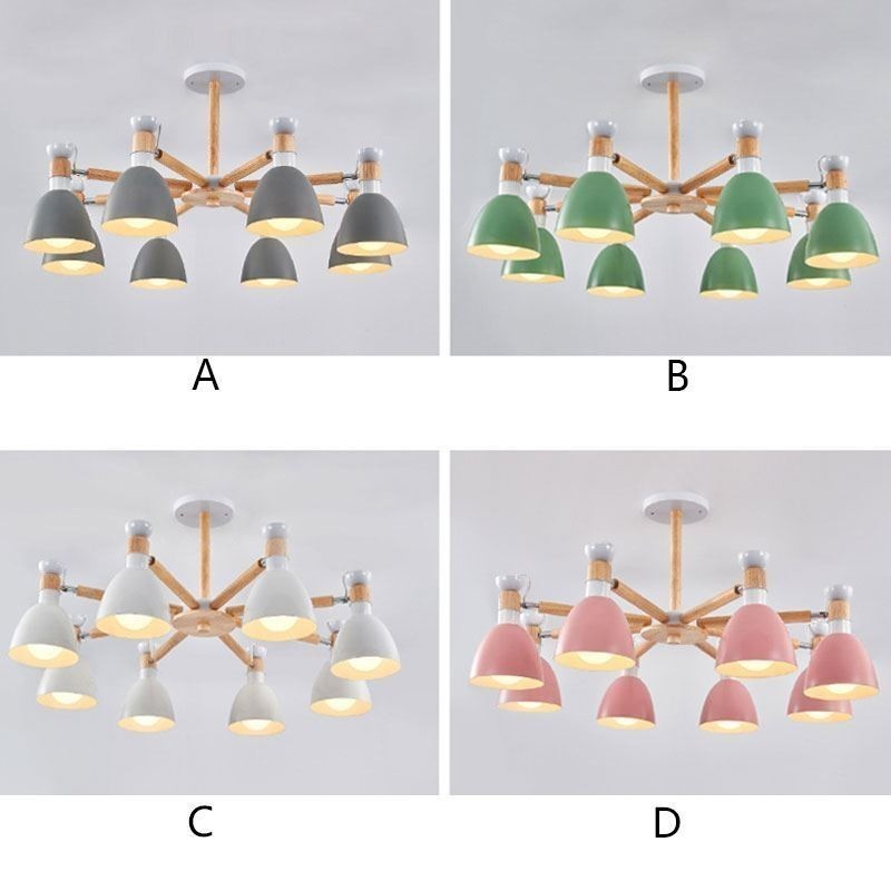 Suspension Macaron nordique, lustre créatif en bois